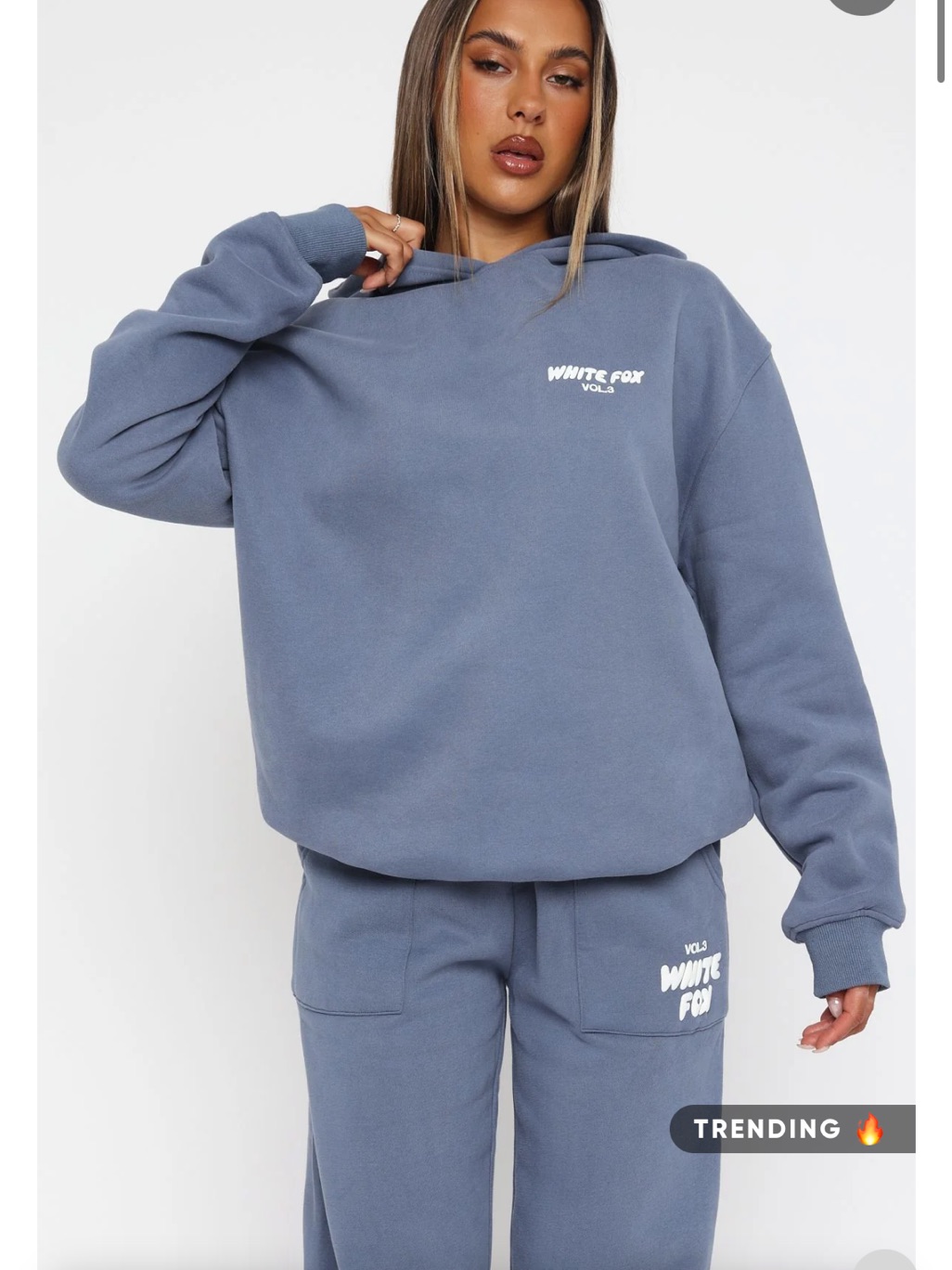 White Fox Boutique Dusty Blue Crewneck Hoodie